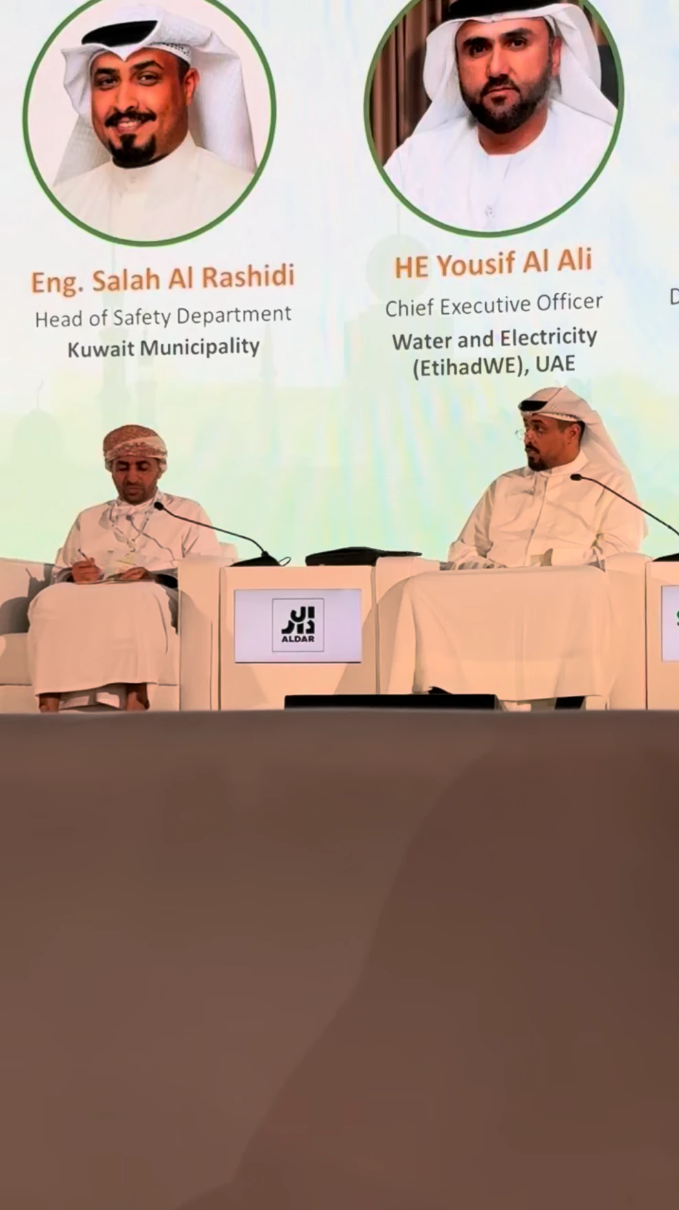 RAK Energy Summit panel and backdrop naming Eng. Salah Al Rashidi, Head of Safety Department, Kuwait Municipality